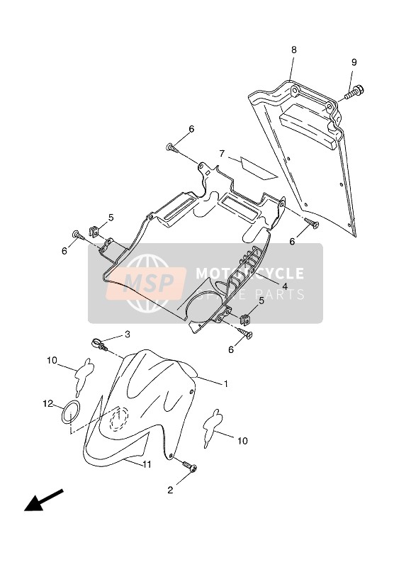 Yamaha YQ50L AEROX 2004 Guardabarros delantero para un 2004 Yamaha YQ50L AEROX